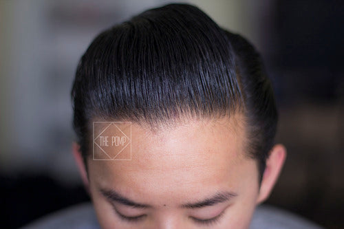 The Pomp - hair styled with Dapper Man Premium Pomade - top view pomp