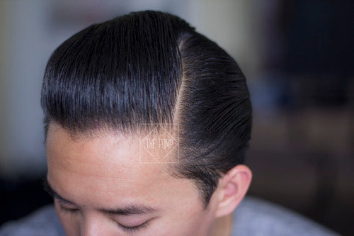 The Pomp - hair styled with Dapper Man Premium Pomade - side face view pomp