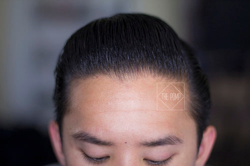 The Pomp - hair styled with Dapper Man Premium Pomade - top view pomp