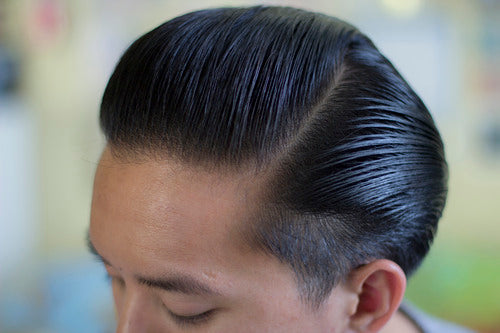 The Pomp hair styled with Rusak No.2 Pomade - side view