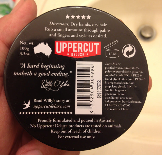 Uppercut Deluxe Pomade bottom label