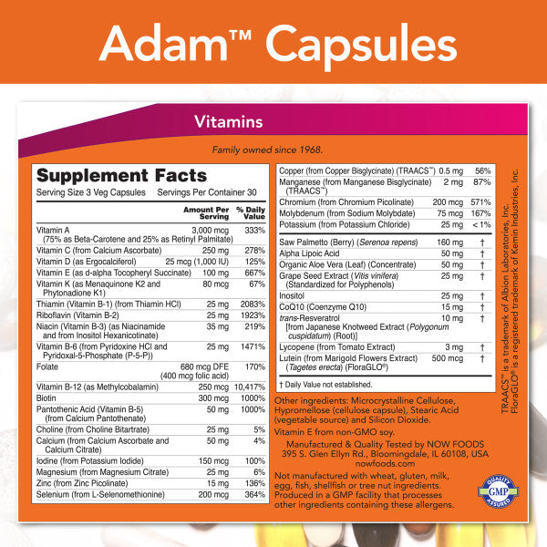 NOW, ADAM™ Men's Multiple Vitamin | Bổ Sung Vitamin tổng hợp & Khoáng –  G.store Live Well