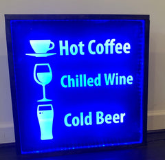 Lighted Coffee & Beer sign at Crew, The Bar by CCHobby