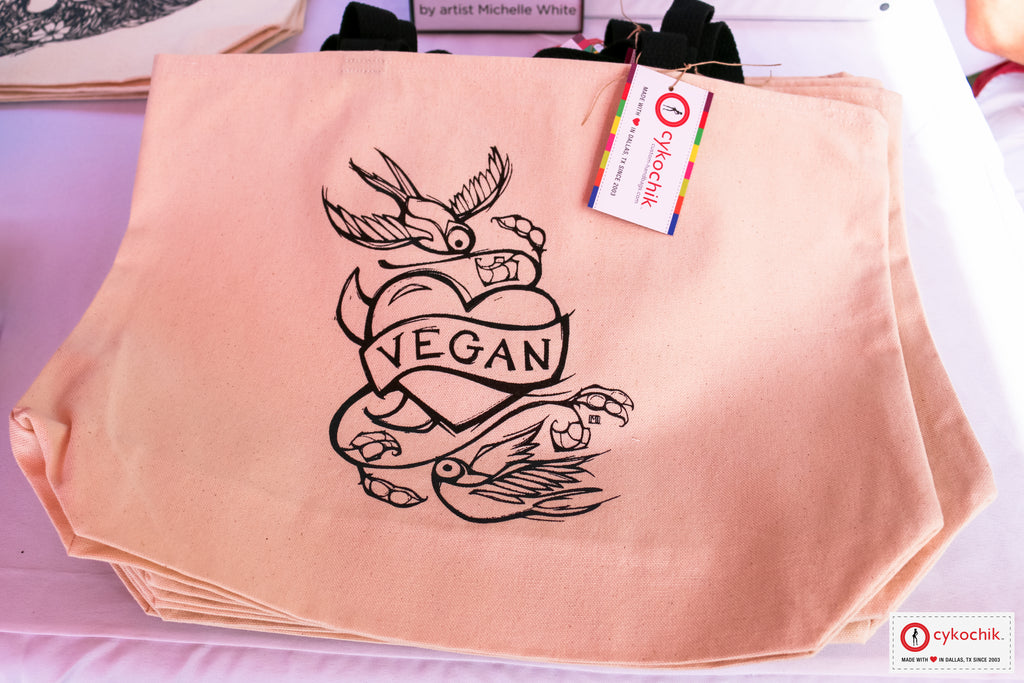 "Vegan Tattoo" canvas tote by Berkeley artist Michelle White