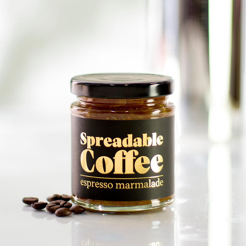 spreadable coffee coffee jar with coffee beans