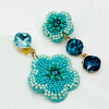 Clip Earrings Light Blue Flower | Gold - muze-earrings.com