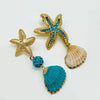 Earrings Aqua Blue Starfish | Gold - muze-earrings.com
