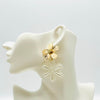 Earrings Big Pearl Flowers | Gold - muze-earrings.com