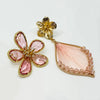 Earrings Big Pink Swarovski Flower | Gold - muze-earrings.com