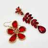 Earrings Big Red Swarovski Flower | Gold - muze-earrings.com