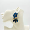 Earrings Dark Blue Flower | Gold - muze-earrings.com