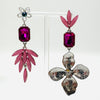 Earrings Fuchsia Pink Floral | Silver - muze-earrings.com