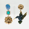 Earrings Green & Blue Hummingbird | Gold - muze-earrings.com