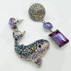Earrings Lilac AB Whale | Silver - muze-earrings.com