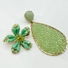 Earrings Mint Green Flower | Gold - muze-earrings.com