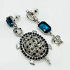 Earrings Petrol Blue Turtle | Silver - muze-earrings.com