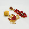 Earrings Red Strass Crab | Gold - muze-earrings.com