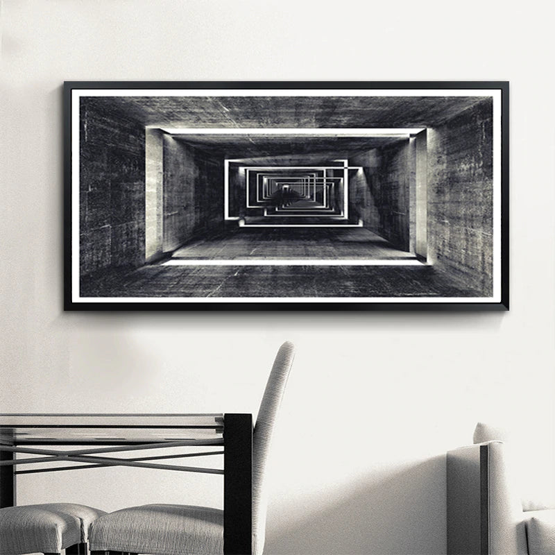 Abstract Architectural Abyss Black And White Wall Art Fine Art Canvas Prints Modern Pictures For Living Room Office Contemporary Home Decor