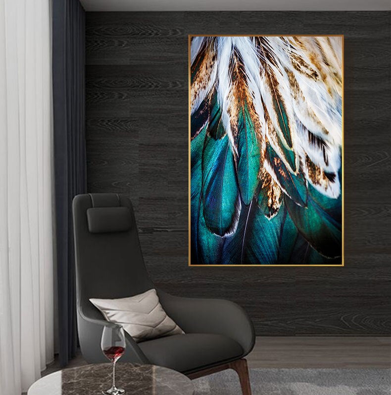 Abstract Feathers Wall Art Fine Art Canvas Prints Luxury Pictures For Living Room Bedroom Modern Fashionable Glam Home Interior Decor