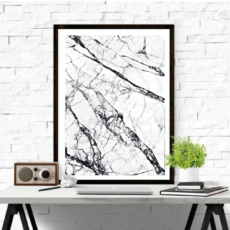 Abstract Marble Effect Wall Art Minimalist Black And White Fine Art Canvas Print Simple Stylish Scandinavian Style Picture For Modern Interior Decor