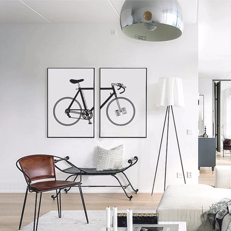 Abstract Minimalist Cycling Poster Wall Art Black and White Nordic Canvas Prints Paintings For Cyclists Pictures For Home Garage