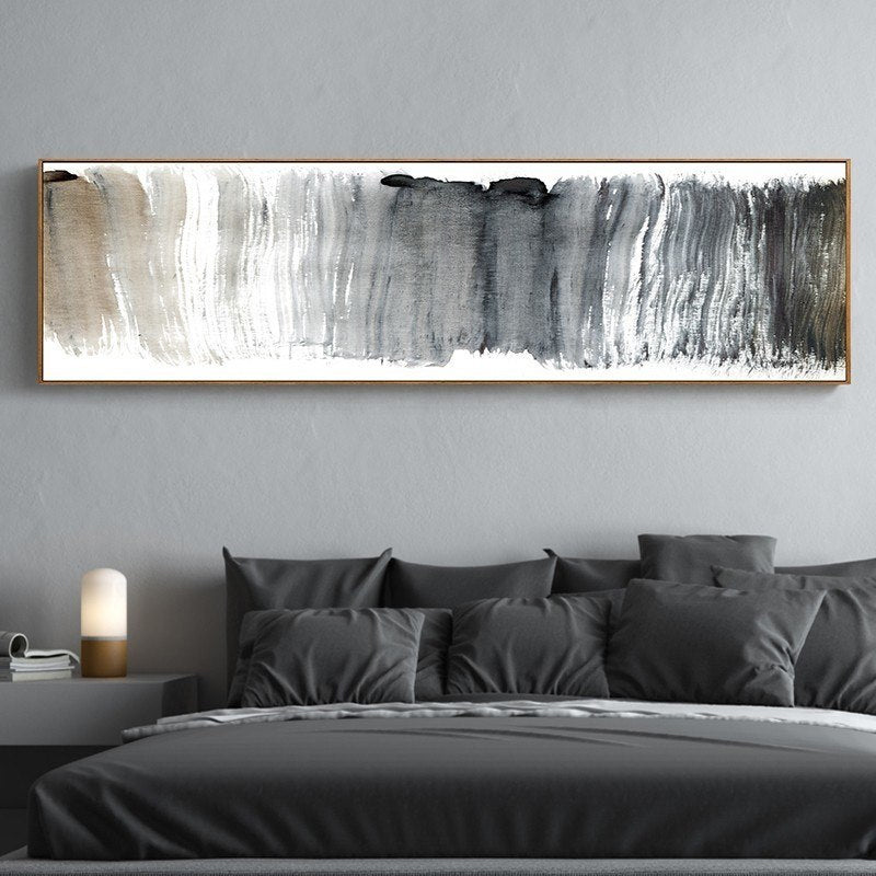 Abstract Panoramic Wall Art Shades Of Gray Black White Fine Art Canvas Print Nordic Style Modern Art Picture for Living Room Sofa Home Decor