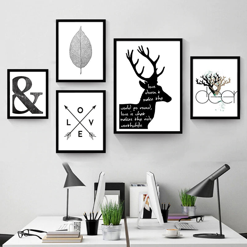 Abstract Symbols Scandinavian Wall Art Black And White Minimalist Nordic Giclee Canvas Posters For Living Room Home Decor