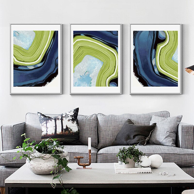 Beautiful Abstract Marble Wall Art Blue And Green Patterns Fine Art Canvas Prints Nordic Style Pictures For Living Room Bathroom Modern Home Decor