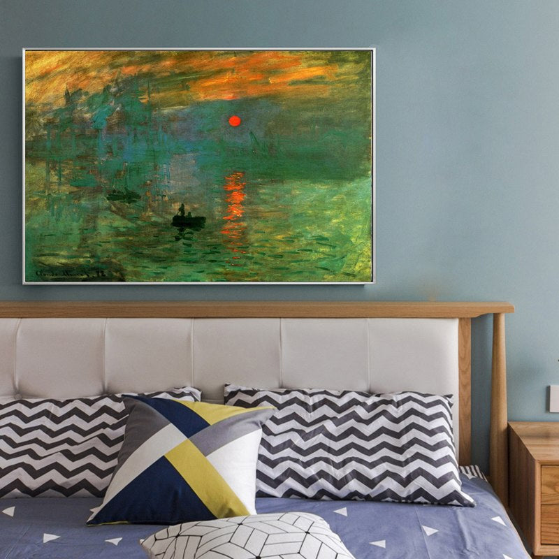Claude Monet's Impression Sunrise Poster Famous Impressionist Painting Fine Art Canvas Print Wall Art For Modern Living Room Home Decor