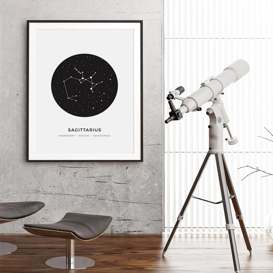 Constellations Wall Art Abstract Black White Astrology Posters For Each Star Sign With 3 Traits Fine Art Canvas Prints For Office Bedroom Home Decor