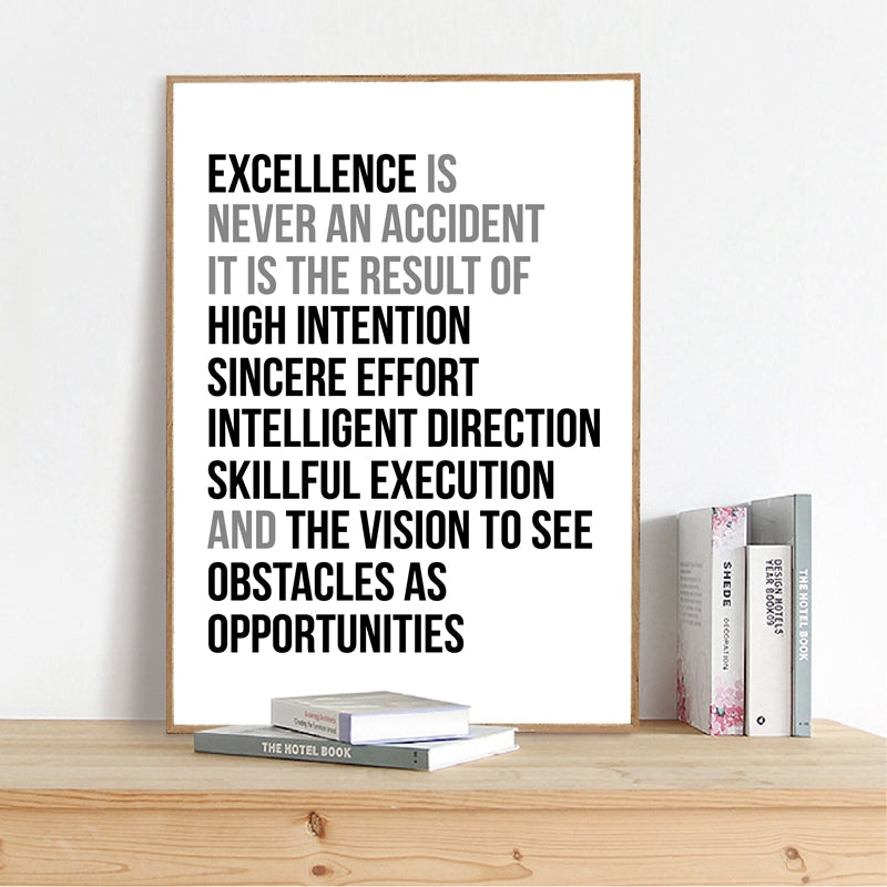 Definition Of Excellent Black and White Wall Art Poster Motivation Quotations Letter Art Fine Art Canvas Prints For Home Office Wall Decor