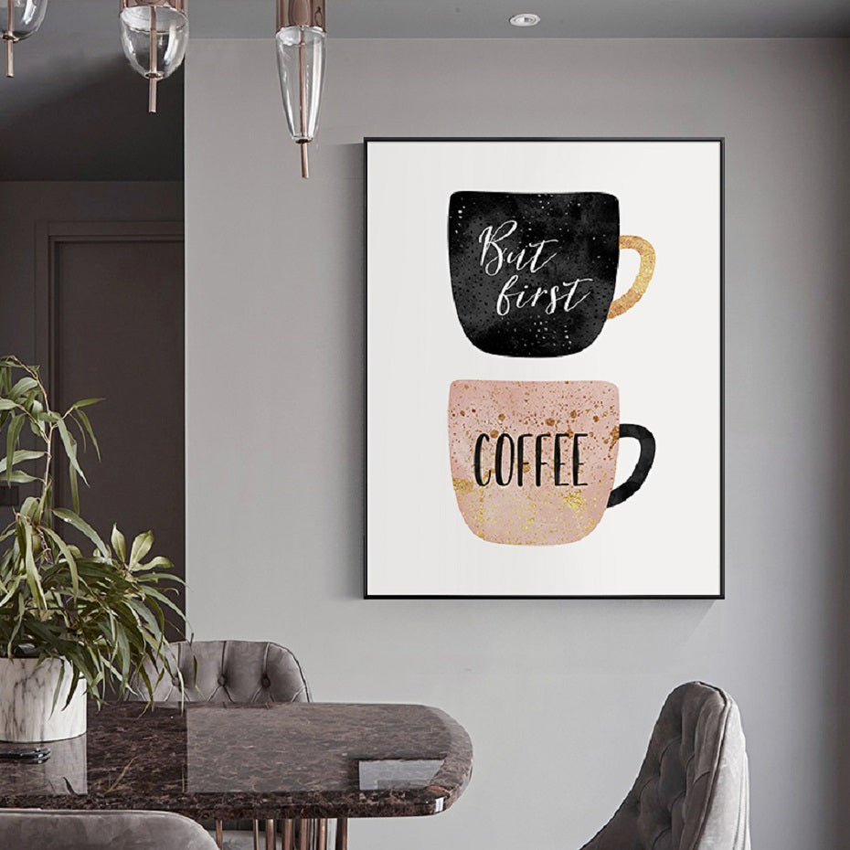 Delightful Colorful Coffee Mugs Kitchen Art Posters Coffee Quotations Fine Art Canvas Prints For Modern Kitchen Cafe Tearoom Modern Home Decor