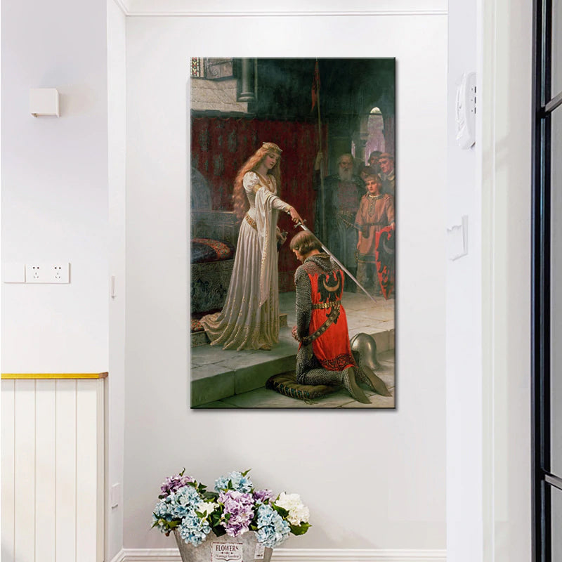 Edmund Blair Leighton The Accolade Poster Fine Art Canvas Giclee Print Famous Paintings Subject Chivalry Wall Art Poster For Modern Home Decor