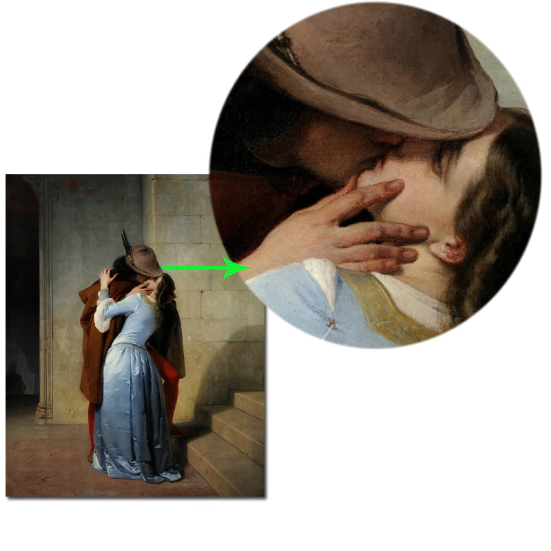 Francesco Hayez, The Kiss (Il Bacio) Poster Fine Art Canvas Print Wall Art Poster Famous Italian Romanticism Paintings For Modern Home Decor