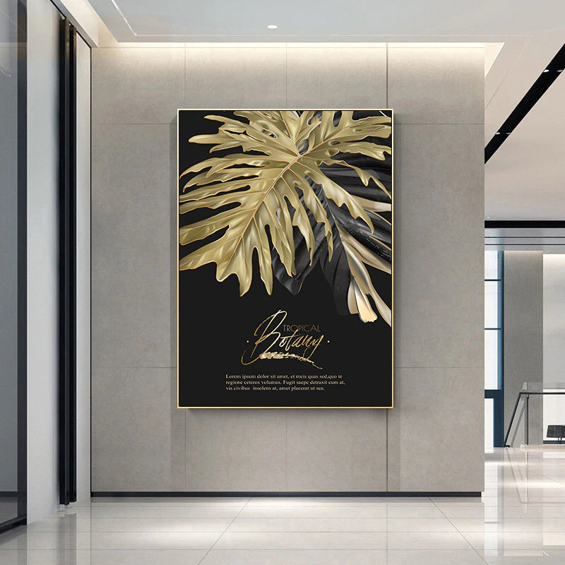 Golden Tropical Botany Luxury Nordic Wall Art Black & Gold Palm Leaves Fine Art Canvas Prints Salon Pictures For Office Living Room Bedroom Modern Interior Decor