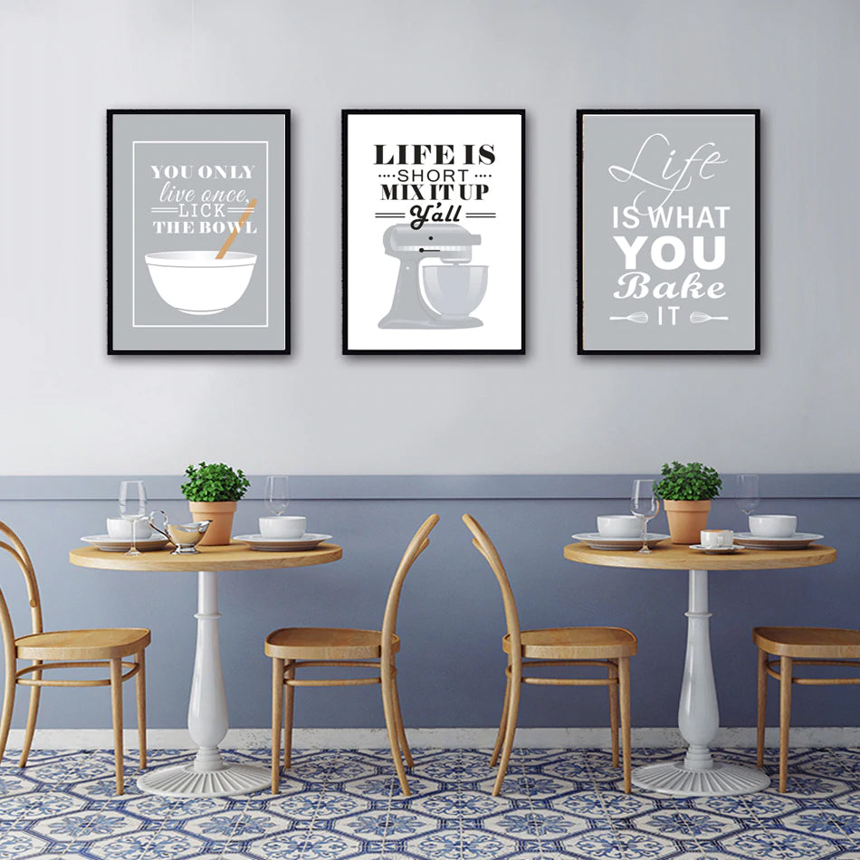 Life Is Short Mix It Up Kitchen Wall Art Posters Stylish Nordic Colorful Simple Canvas Prints For Kitchen Cafe and Modern Home Decor