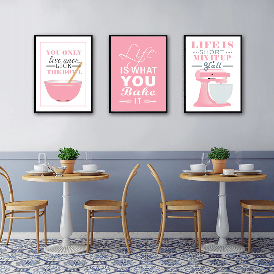 Life Is Short Mix It Up Kitchen Wall Art Posters Stylish Nordic Colorful Simple Canvas Prints For Kitchen Cafe and Modern Home Decor