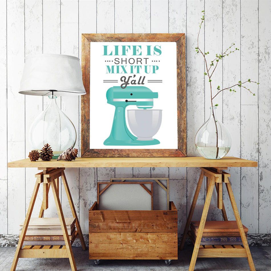 Life Is Short Mix It Up Kitchen Wall Art Posters Stylish Nordic Colorful Simple Canvas Prints For Kitchen Cafe and Modern Home Decor
