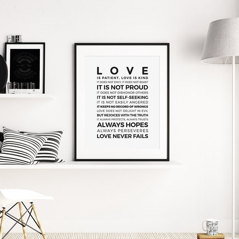 Love Is Patient Love Is Kind Simple Minimalist Quotations Of Love Wall Art Black And White Fine Art Canvas Prints Nordic Style Home Interior Decor