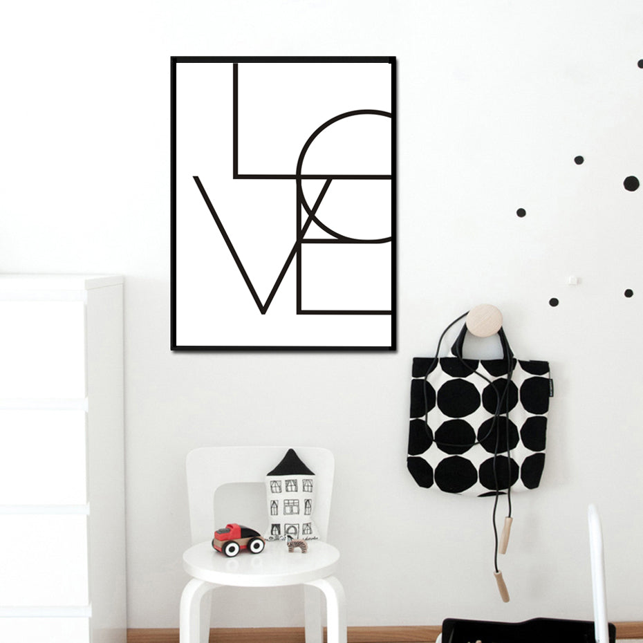 Love Sign Do What You Love Minimalist Words of Love Wall Art Black White Canvas Poster Office Decoration or Nursery Painting