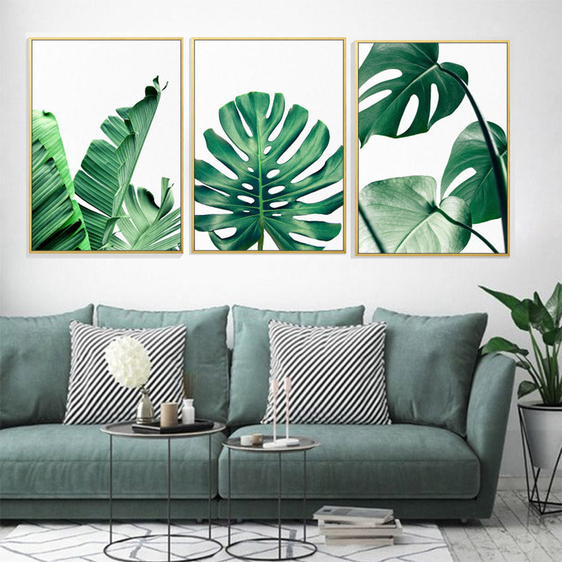 Lush Green Leaves Posters Tropical Plants Flora Fine Art Canvas Prints Nordic Wall Art For Living Room Dining Room Modern Home Decoration