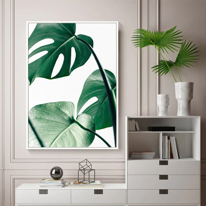 Lush Green Leaves Posters Tropical Plants Flora Fine Art Canvas Prints Nordic Wall Art For Living Room Dining Room Modern Home Decoration