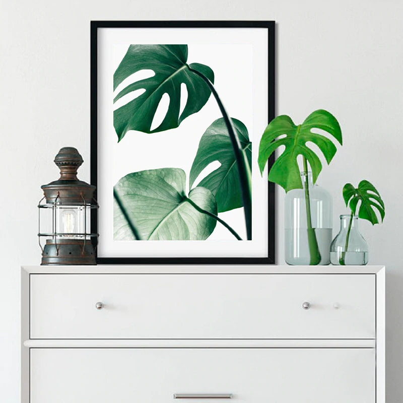 Lush Green Leaves Posters Tropical Plants Flora Fine Art Canvas Prints Nordic Wall Art For Living Room Dining Room Modern Home Decoration