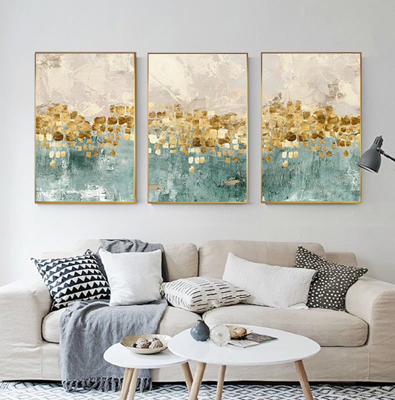 Modern Abstracts Gold Beige And Tiffany Blue Luxury Wall Art Fine Art Canvas Prints Nordic Style Contemporary Wall Art Modern Interior Decor