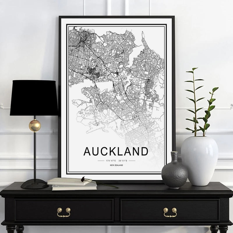 Personalized City Map For Your Wall - This High Resolution Highly Detailed Giclee Print Wall Map Picture Can Be Customized For Any City Or Town