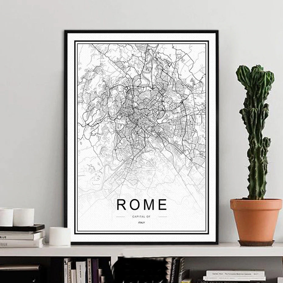 Personalized City Map For Your Wall - This High Resolution Highly Detailed Giclee Print Wall Map Picture Can Be Customized For Any City Or Town