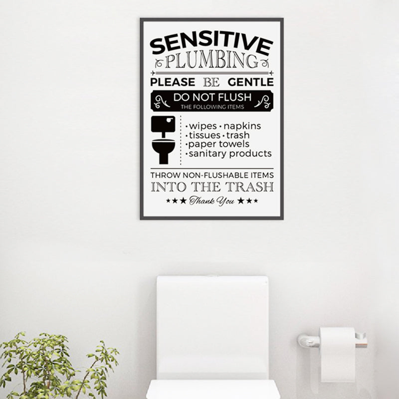 Polite Loo Plumbing Message For Bathroom Wall Art Black and White Retro Style Nordic Poster Fine Art Canvas Print For Modern Home Interior Decor