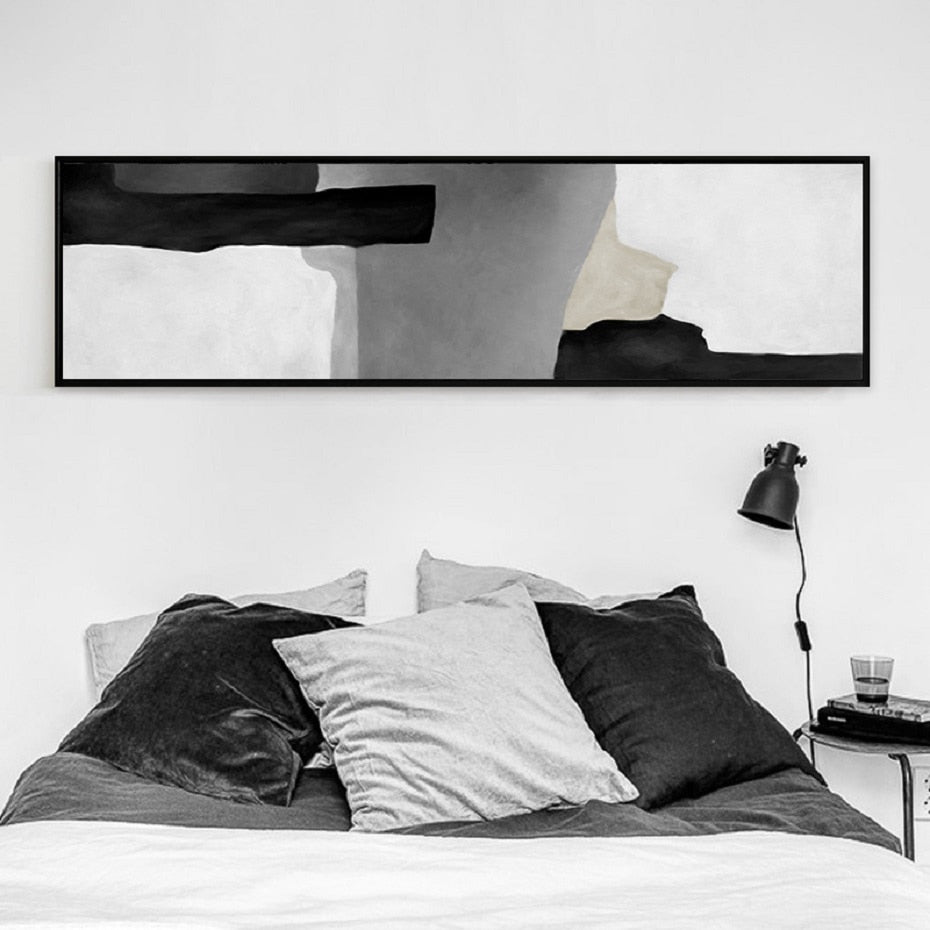 Shades of Grey Abstract Black and White Wall Art Ink Painting Fine Art Canvas Print Nordic Style Pictures For Modern Interior Home Decoration