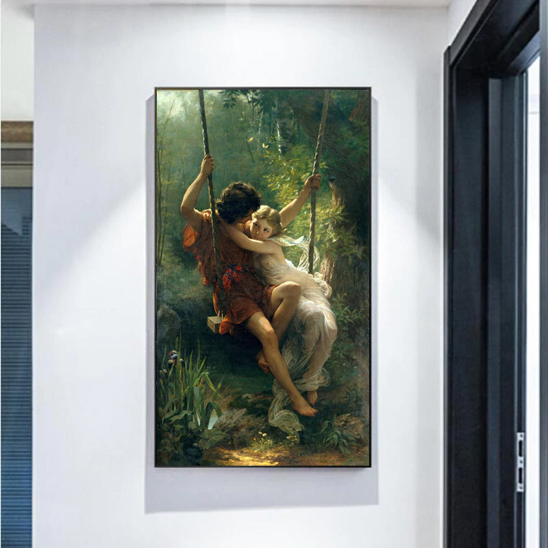 Springtime by Pierre Auguste Cot Poster Fine Art Canvas Print Famous French Classicism Wall Art Painting for Modern Living Room Decor