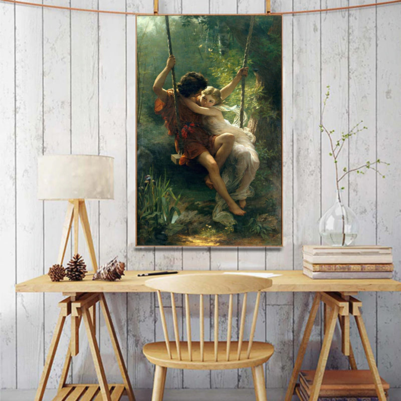 Springtime by Pierre Auguste Cot Poster Fine Art Canvas Print Famous French Classicism Wall Art Painting for Modern Living Room Decor